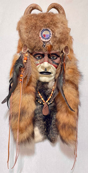 Native American Plaster Cast Hand Painted Spirit Mask