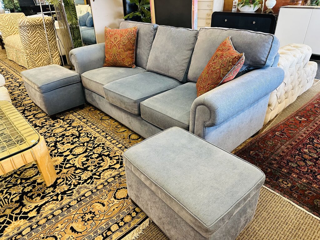 Sleeper Sofa 88" W. With 2 Ottomans + 2 Pillows