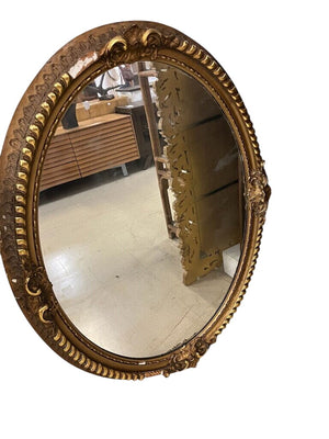 French Antique Gilt Wood Oval Mirror (frame damage) 40x54