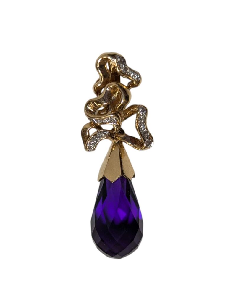 Amethyst & Diamond Pendant 14k Yellow Gold