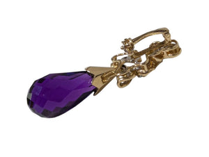 Amethyst & Diamond Pendant 14k Yellow Gold