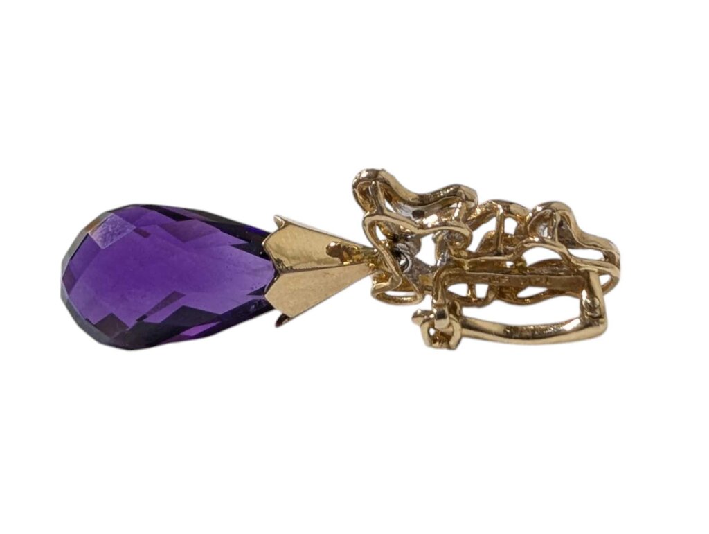 Amethyst & Diamond Pendant 14k Yellow Gold