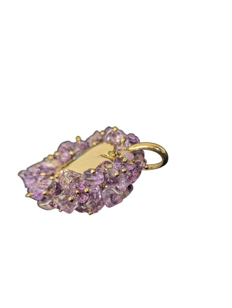 Gold Heart Pendant w/ Amethyst 18k Yellow Gold