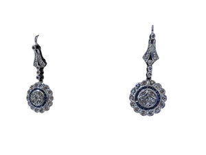 Diamond & Sapphire Earrings 10k White Gold by Miss Daisy's Consignment & Auction House