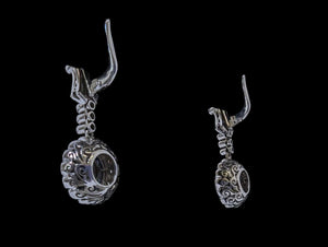 Diamond & Sapphire Earrings 10k White Gold