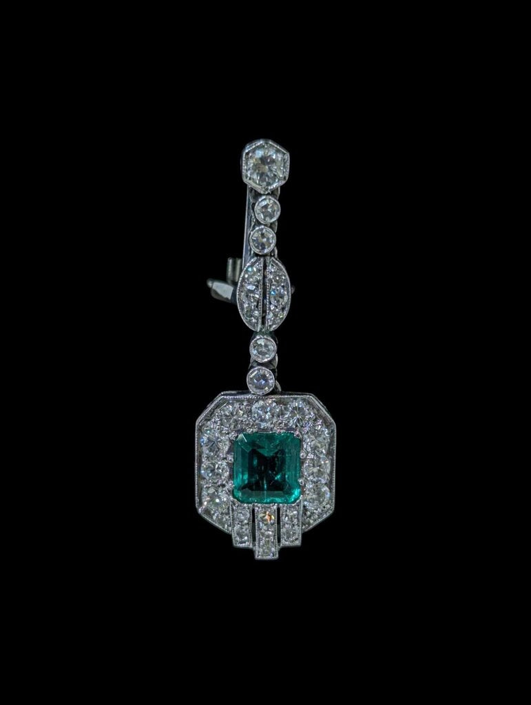 Emerald & Diamond Earrings Platinum