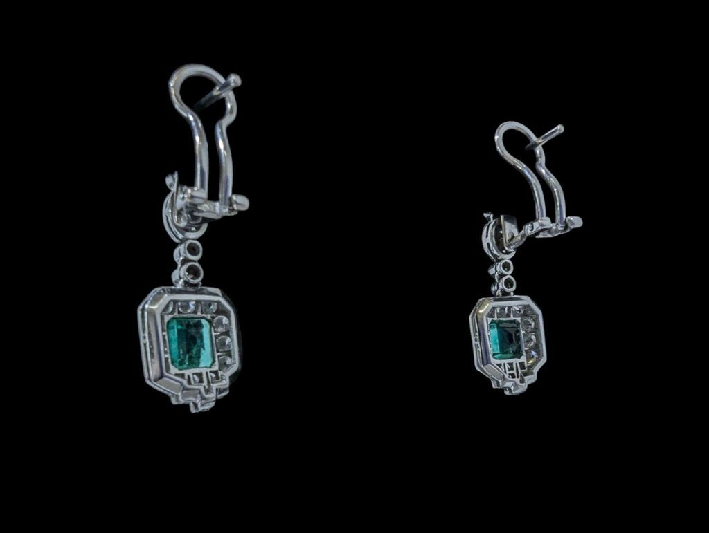 Emerald & Diamond Earrings Platinum
