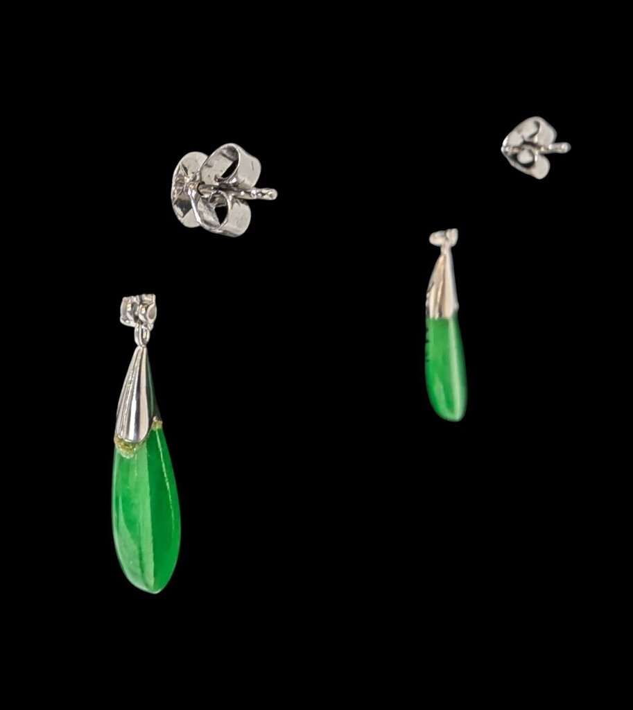 Jadeite & Diamond Earrings 18k White Gold