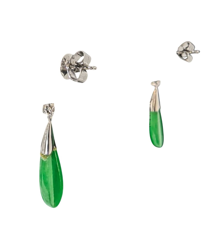 Jadeite & Diamond Earrings 18k White Gold by Miss Daisy's Consignment & Auction House