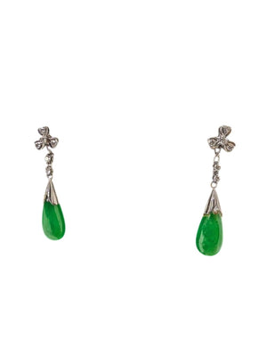 Earrings Jadeite & Diamond 18k White Gold