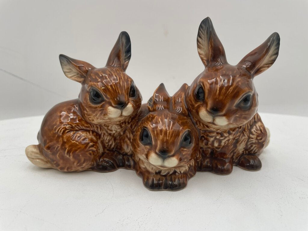 Goebel German Porcelain 3 Brown Bunnies #34-813-08 (Rare)