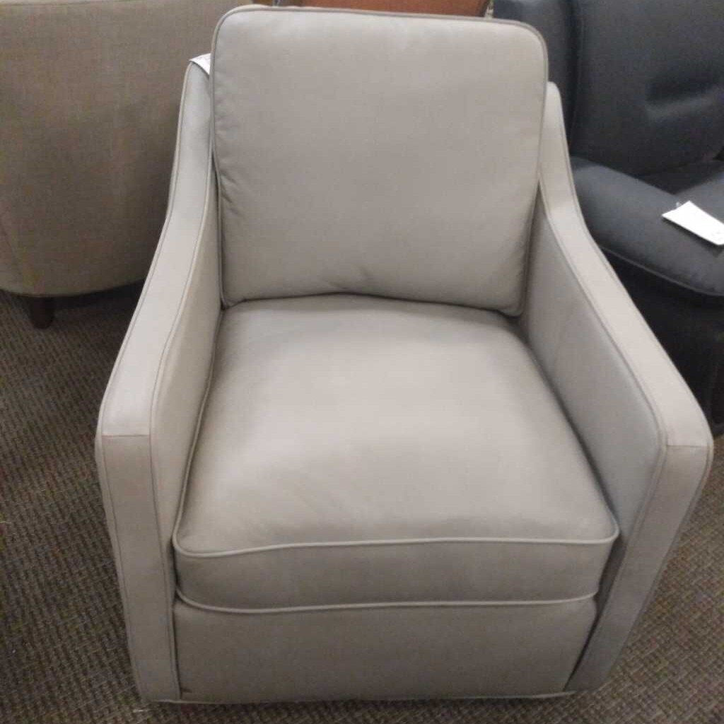 Grey Leather Swivel Club Chair