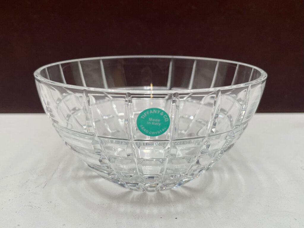 Tiffany & Co. Plaid Cut Crystal Bowl 4.5"
