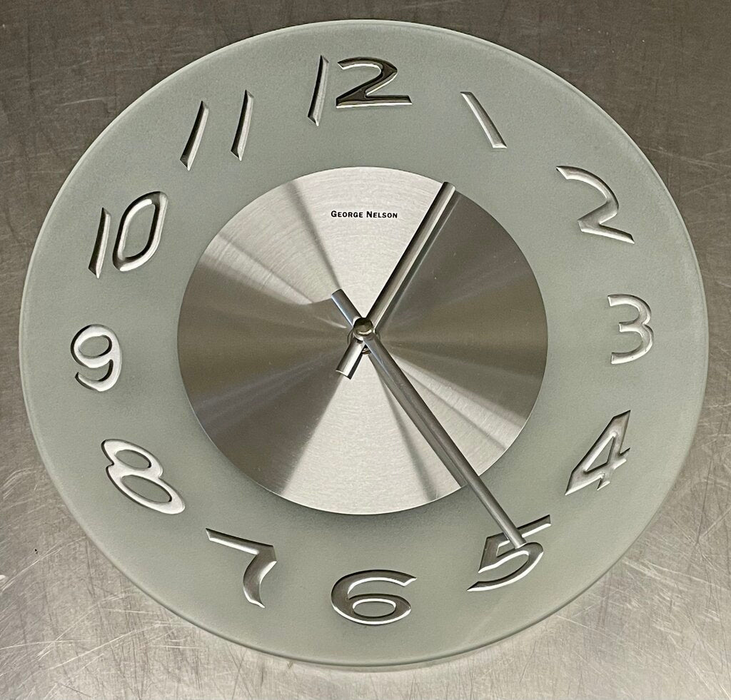 Geroge Nelson Frosted Glass Plate Wall Clock (RARE) 11.5"