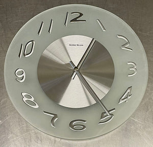 Geroge Nelson Frosted Glass Plate Wall Clock (RARE) 11.5"