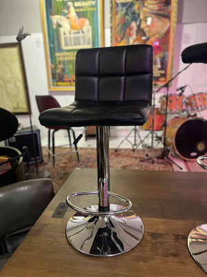 Black & Chrome Adjustable Bar Stools (PAIR)