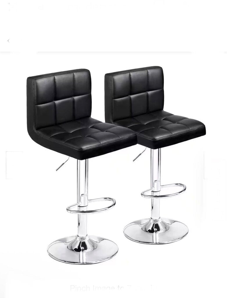 Black & Chrome Adjustable Bar Stools (PAIR)