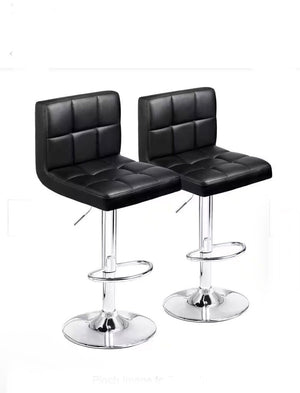 Black & Chrome Adjustable Bar Stools (PAIR)
