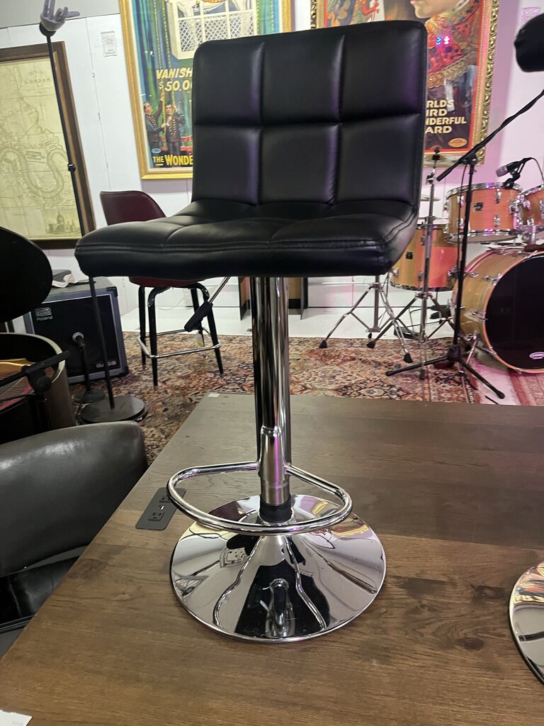 Black & Chrome Adjustable Bar Stools (PAIR)