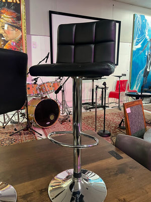 Black & Chrome Adjustable Bar Stools (PAIR)