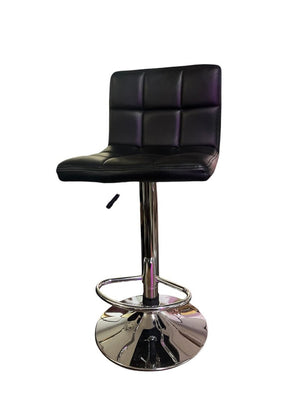 Black & Chrome Adjustable Bar Stools (PAIR)