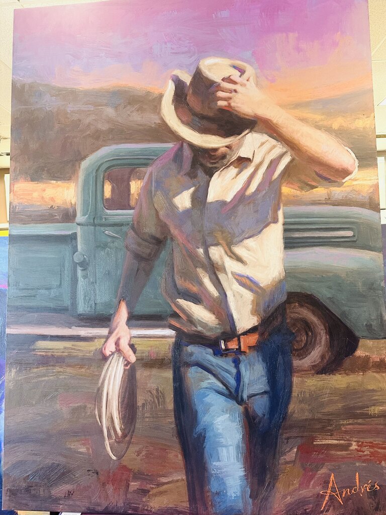 Large Cowboy Giclee by Andres 84"x60"