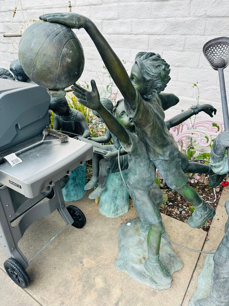 Bronze Children Playing Basketball Statue 56" H