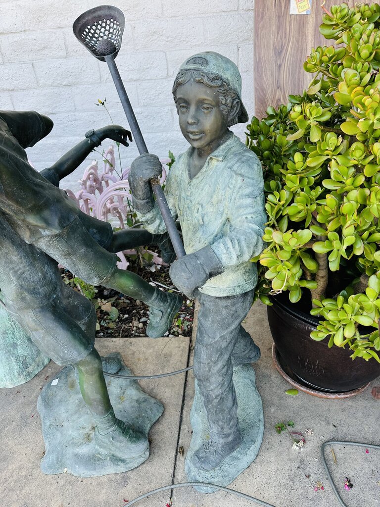 Bronze Sculpture Lifesize Boy w/ Lacrosse Stick 56" H
