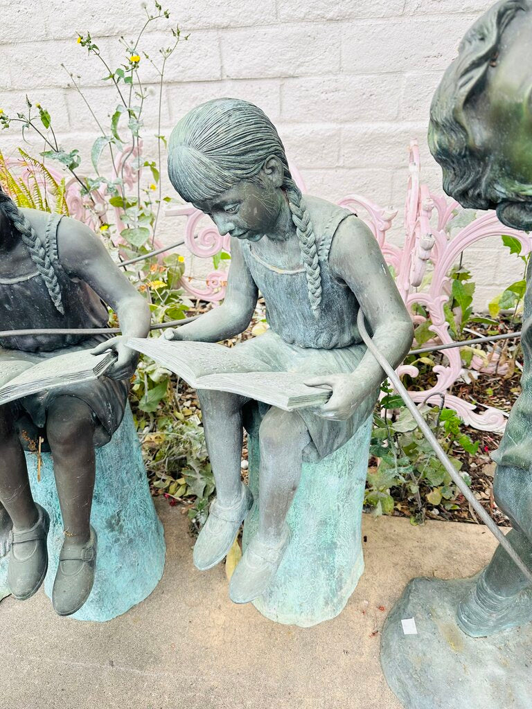Bronze Sculpture Lifesize Girl w/ Book 39" H