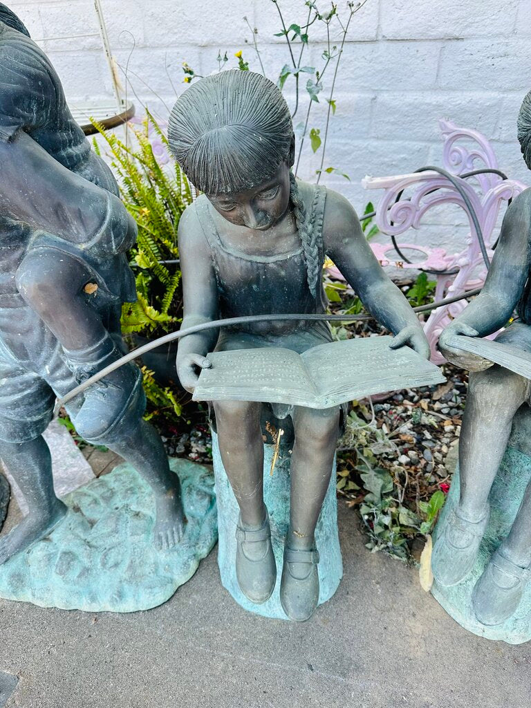 Bronze Sculpture Lifesize Girl w/ Book 39" H