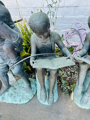 Bronze Sculpture Lifesize Girl w/ Book 39" H