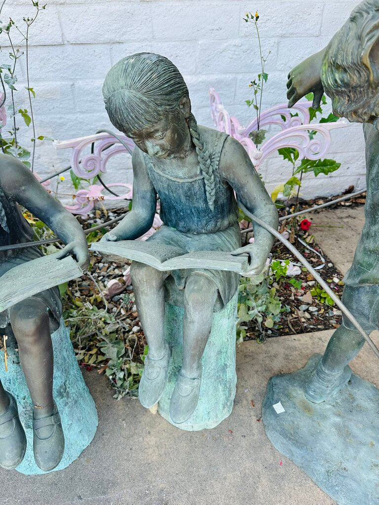 Bronze Sculpture Lifesize Girl w/ Book 39" H