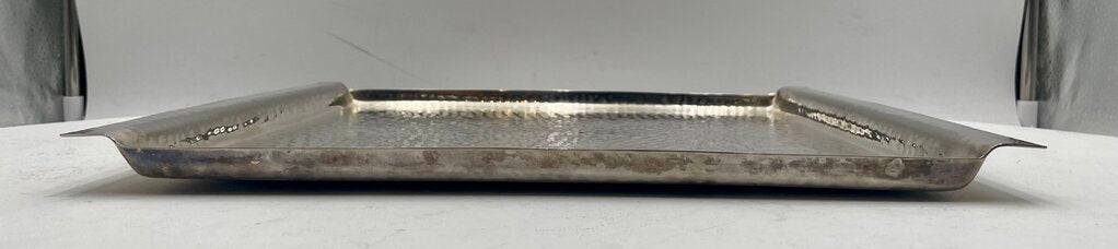 Italian Poala Navone X Egizia Rectangular Silver Plate Hammered Nickel Tray