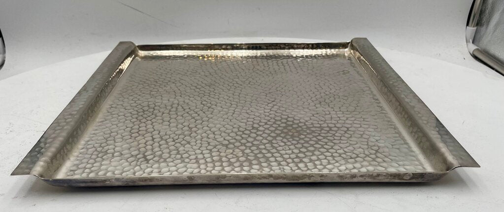Italian Poala Navone X Egizia Rectangular Silver Plate Hammered Nickel Tray