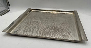 Italian Poala Navone X Egizia Rectangular Silver Plate Hammered Nickel Tray
