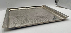 Italian Poala Navone X Egizia Rectangular Silver Plate Hammered Nickel Tray
