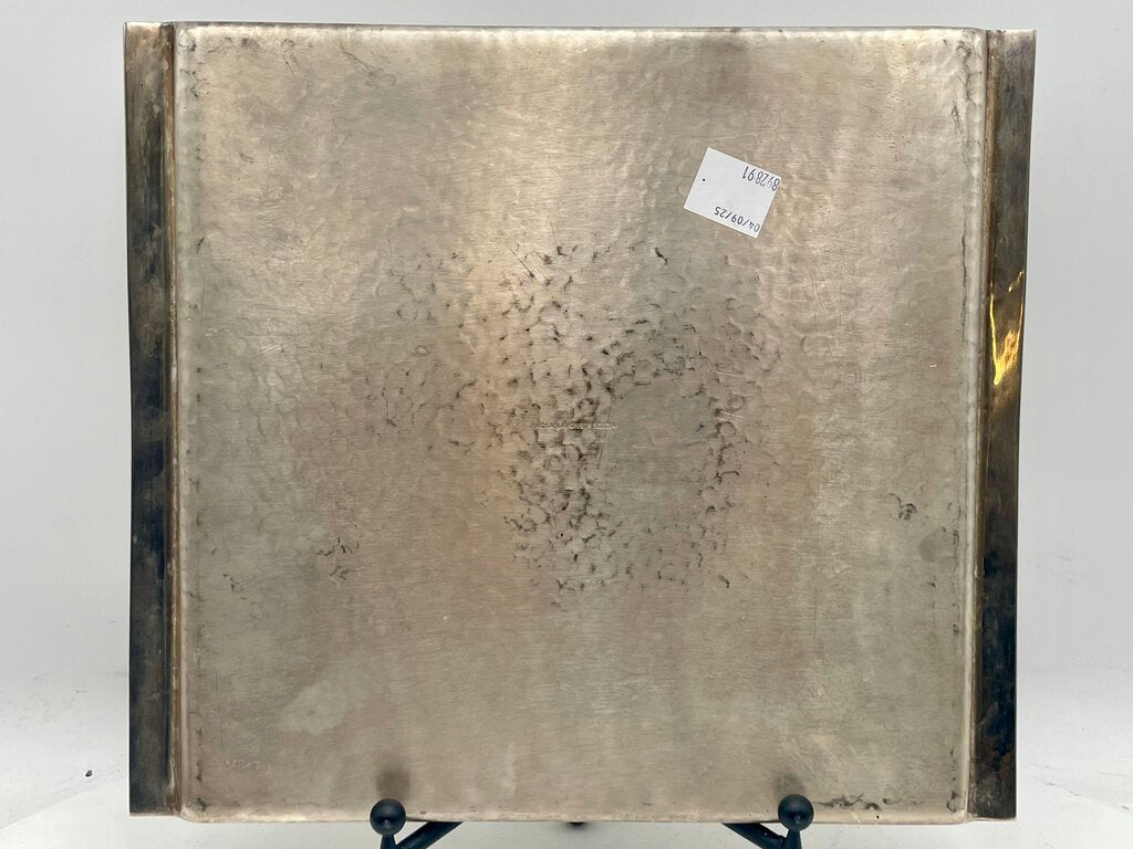 Italian Poala Navone X Egizia Rectangular Silver Plate Hammered Nickel Tray