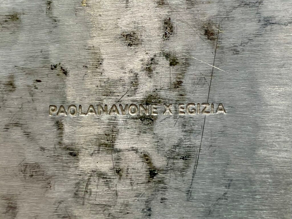 Italian Poala Navone X Egizia Rectangular Silver Plate Hammered Nickel Tray