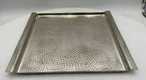 Italian Poala Navone X Egizia Rectangular Silver Plate Hammered Nickel Tray