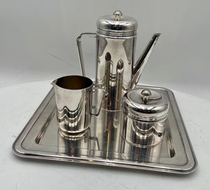 Argente PM Italy Silver Plated Brass Coffee Service Set & Tray Stamped (6Pcs)