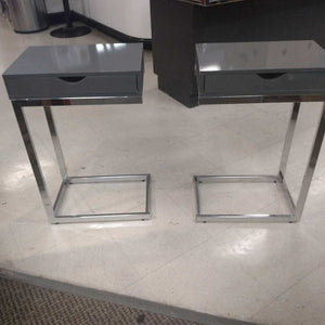 Grey Lacquer & Chrome C Accent Table