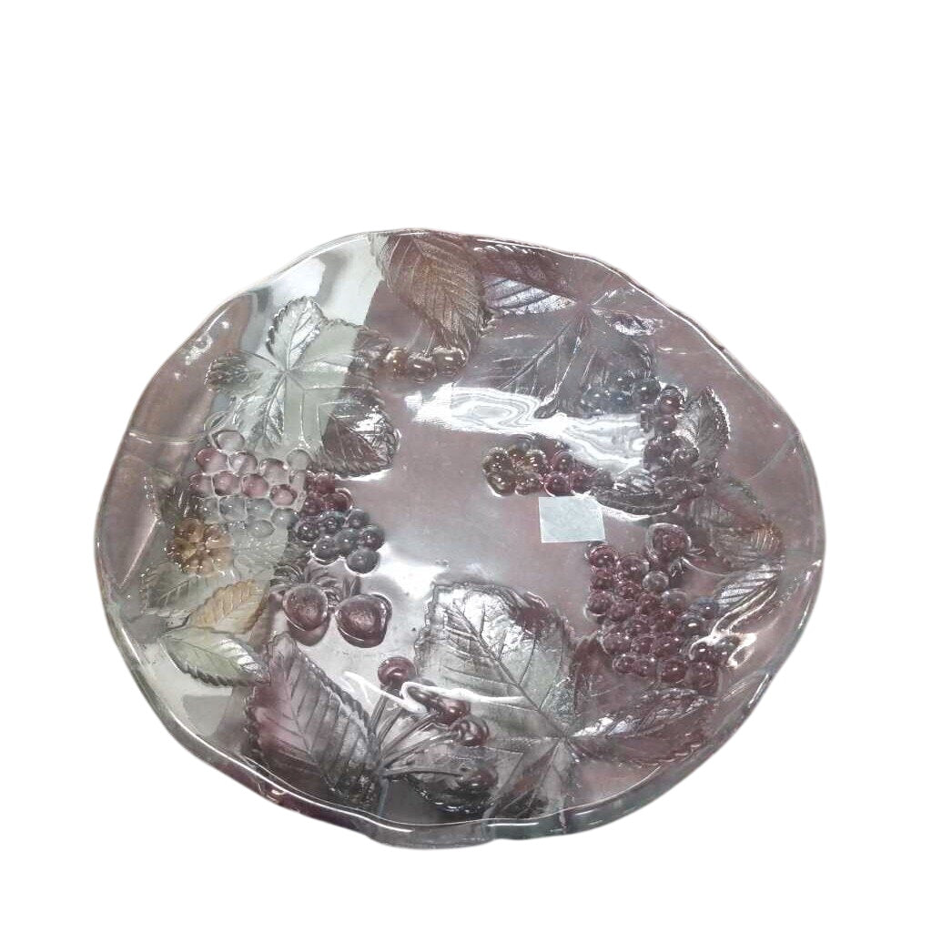 Glass Serving Bowl Grape Design