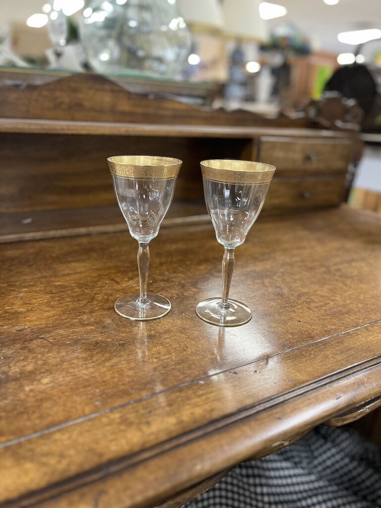 Tiffin-Franciscan Gold Laurel Wine Glasses PAIR