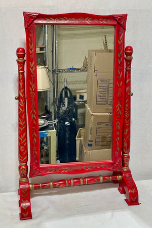 S.F. Trading Chinese Style Red Lacquered Vanity Top Style Mirror