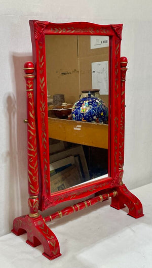 S.F. Trading Chinese Style Red Lacquered Vanity Top Style Mirror