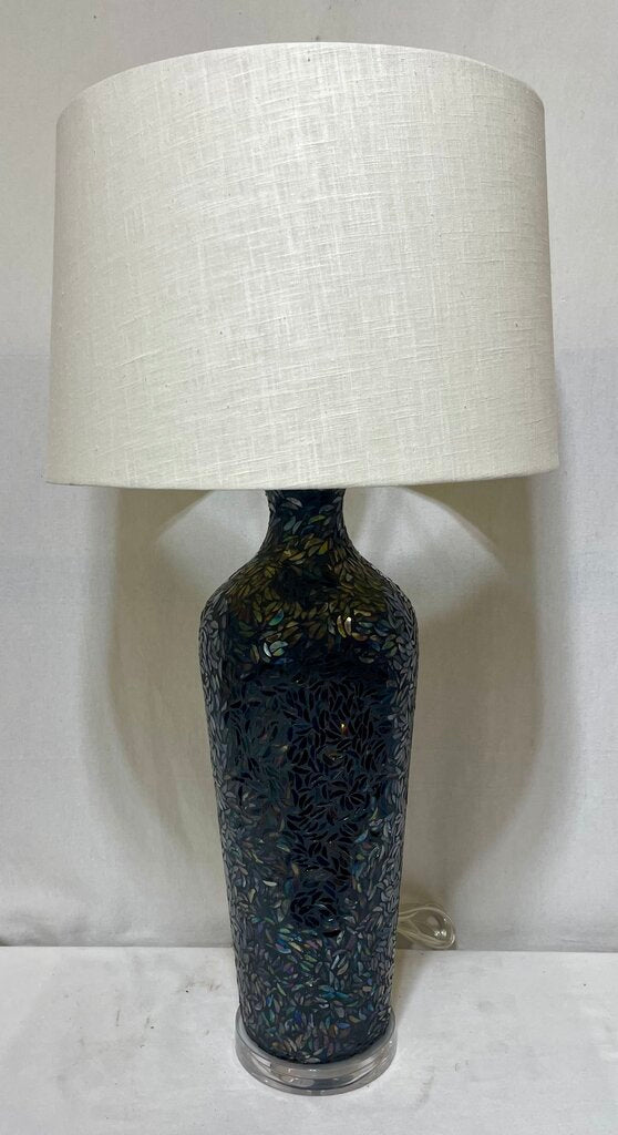 Black Reflective Glass Mosaic Vase Style Table Lamp