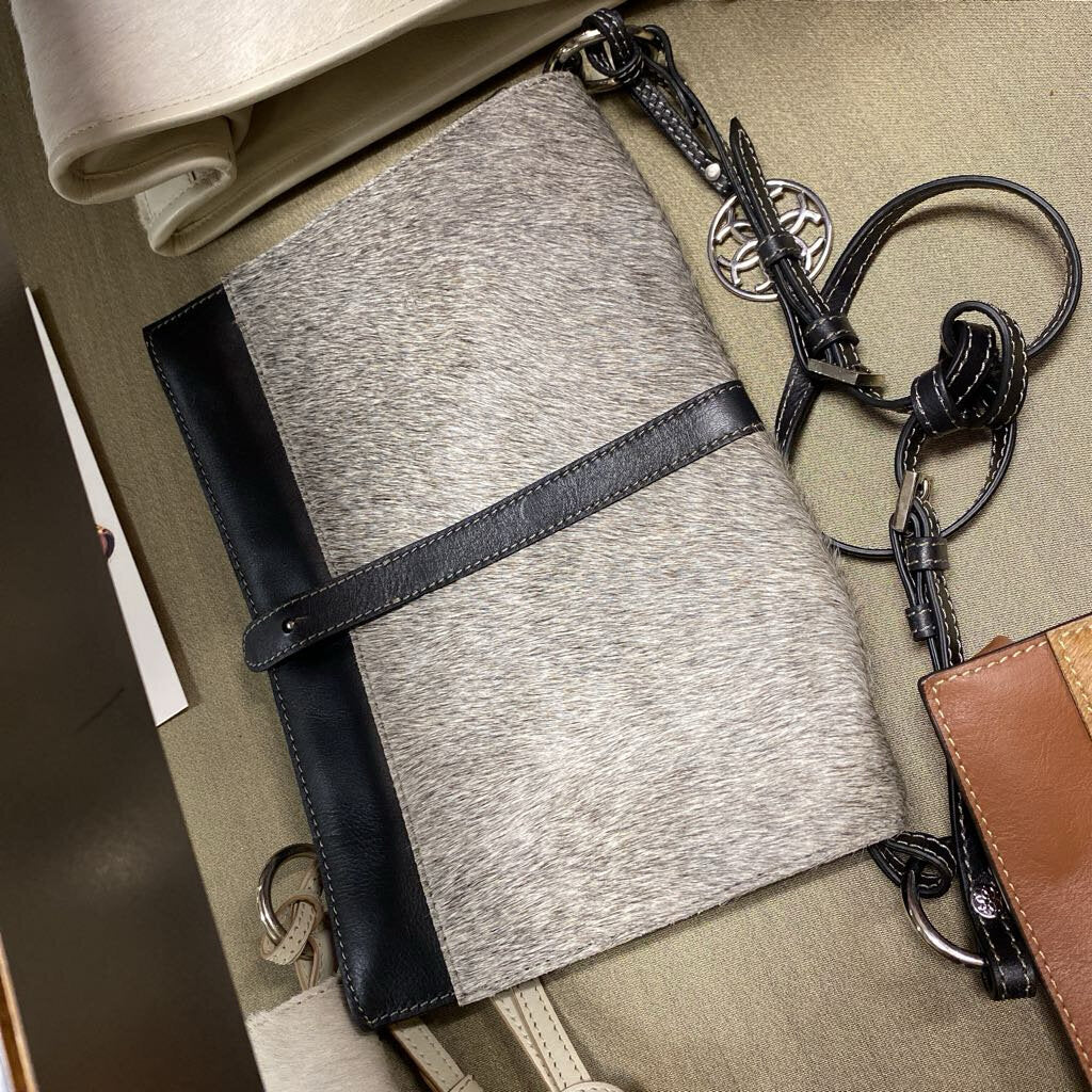 Urban Equestrian Brazilian Cowhide Gray Crossbody Bag
