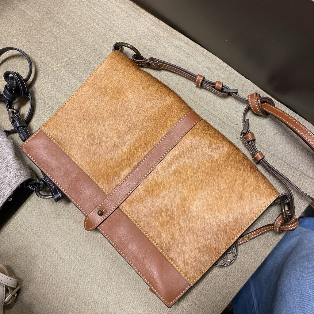 Urban Equestrian Brazilian Cowhide Chestnut Crossbody Bag