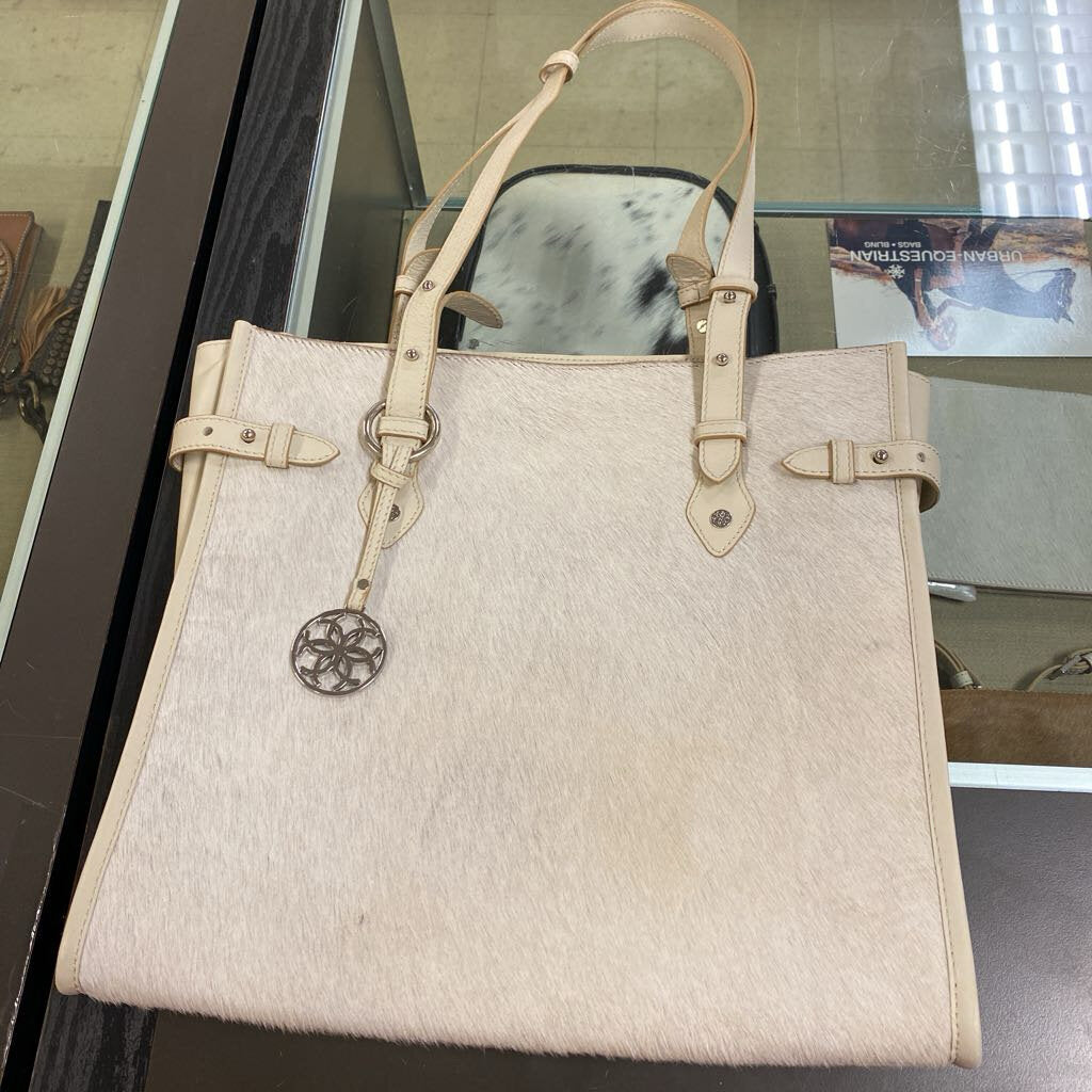 Urban Equestrian Brazilian Cowhide Ivory Tote