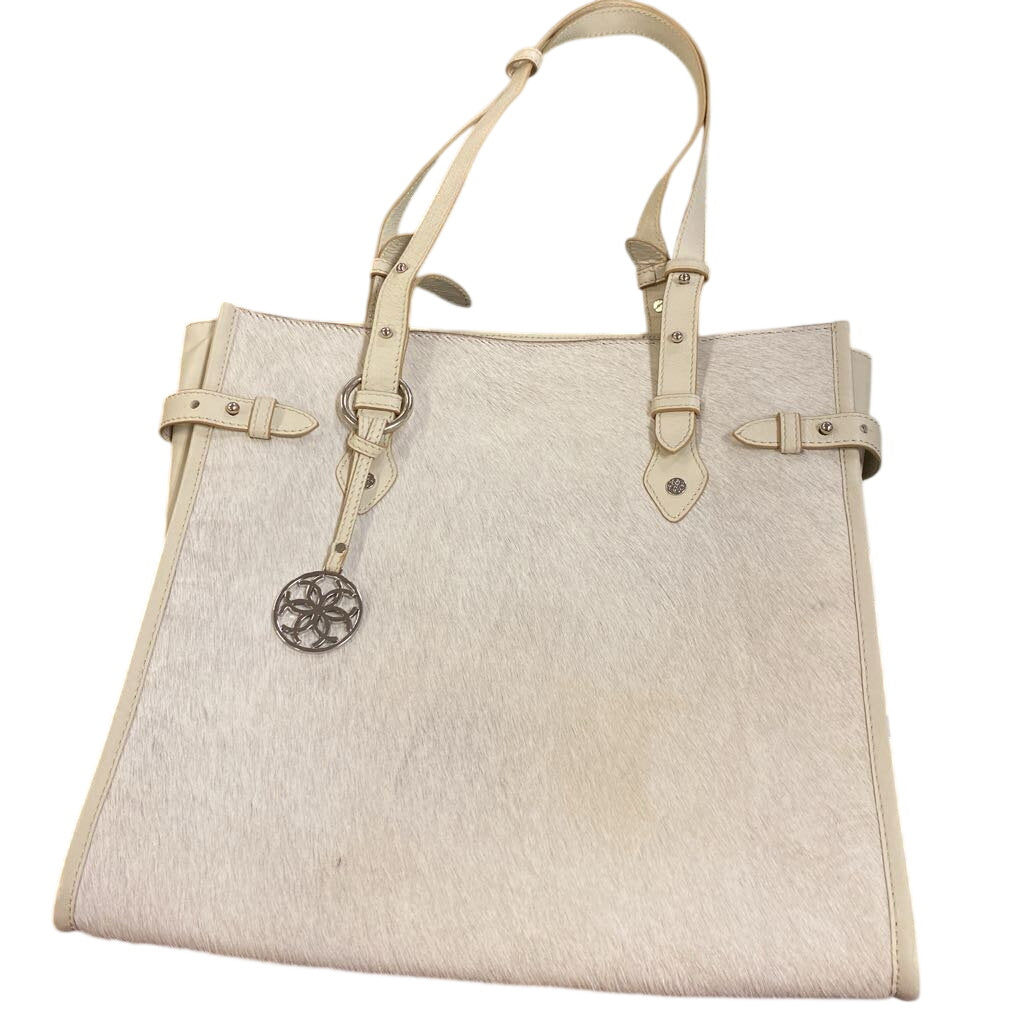 Urban Equestrian Brazilian Cowhide Ivory Tote